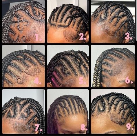 Straight Back With Box Braids, Braids Across Top Of Head Natural Hair, Designs For Cornrows, Braiding Hairstyles For Natural Hair, Stitch Braids With Knotless Braids In The Back, Design In The Front Knotless In The Back, African Hairstyles Braids Cornrows Pictures, Fulani Braids Top View, Knots Braids Hairstyles