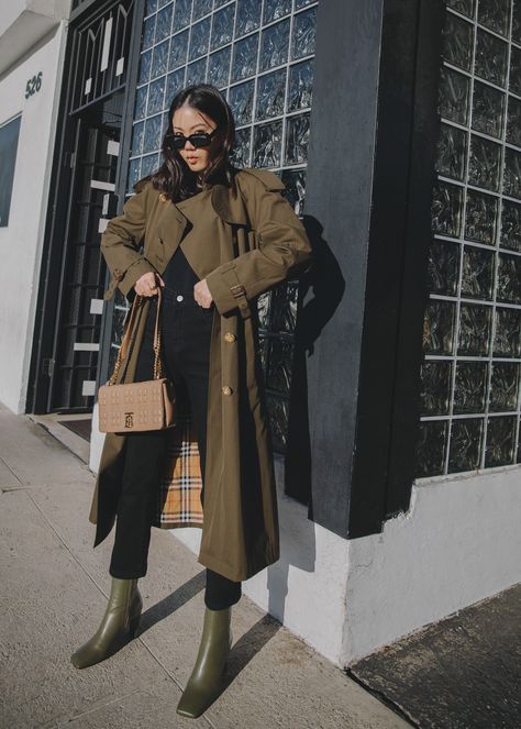 Army Green Now – TSANGTASTIC Green Trench Coat Outfit, Green Boots Outfit, Dark Green Coat, Trench Outfit, Khaki Coat, Green Trench Coat, Trench Coat Outfit, Green Boots, All Black Looks