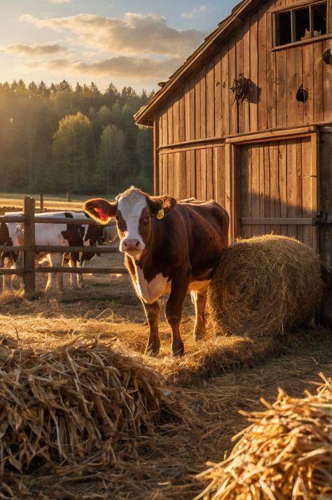 Farm Cows Country Life, Aesthetic Cow Pictures, Country Style Breakfast, Barnyard Aesthetic, Farm Animal Wallpaper, Cows Aesthetic, Farm Life Photography, Farming Aesthetic, Barn Aesthetic