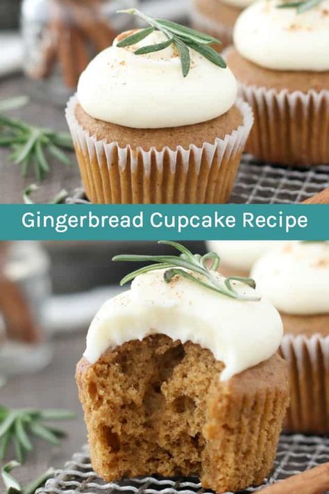 Moist Gingerbread, Holiday Themed Desserts, Beyond Frosting, Maple Whipped Cream, Whipped Cream Cheese Frosting, Gingerbread Cupcakes, All Spice, Homemade Cupcakes, Cupcake Flavors