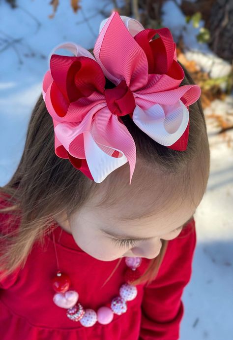 Big Ribbon Hair Bows Diy, Be Mine Valentine, Valentine Hair, Bows Ribbon, Big Hair Bows, Bows Diy Ribbon, Toddler Hair Bows, Glitter Hair Bows