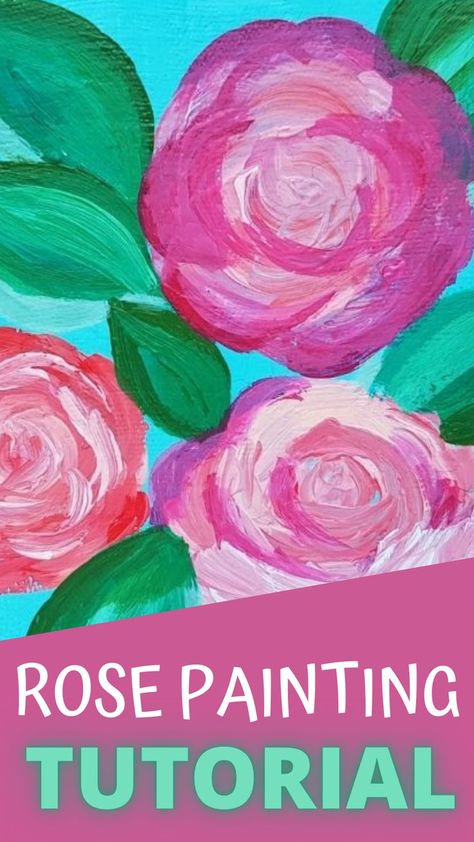 This gorgeous rose painting tutorial is a perfect art project for tweens and teens! Kids will learn how to create swirly roses using simple brushstrokes and shapes. Simple Rose Painting, Rose Painting Tutorial, Bird Template, Easy Flower Painting, Expressing Love, Folk Art Flowers, Painting Activities, Diy Roses, Simple Rose