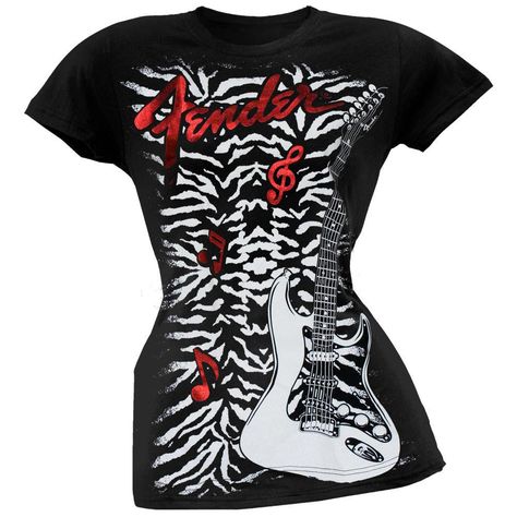 Fender - Zebra Juniors T-Shirt Juniors T-Shirts Fender LG Black White Stratocaster, Fender Logo, T Shirt Blanket, Scene Shirt, Zebra Shirt, Scene Outfits, Red Foil, Scene Fashion, Fender Guitars