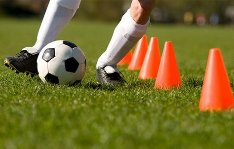 Dribbling is a ball skill that's crucial in soccer. Here are four activities that can help take your team's foot skills up a level. Soccer Dribbling Drills, Soccer Drills For Kids, Soccer Accessories, Foot Ball, Soccer Drills, Agility Training, Speed Training, Free Kick, Video Games For Kids