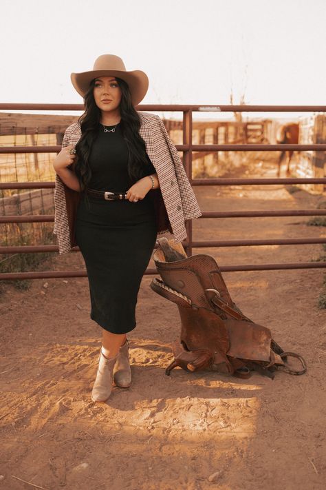 The perfect little black dress has been restocked! Snag yours now - - - #westernfashion #rodeofashion #westernboutique #azteccactus #shopazteccactus Curvy Western Outfits, Dress With Western Boots, Plus Size Western Outfits Woman, Plus Size Western Outfits, Ranch Outfits, Aztec Cactus, Cowgirl Outfits For Women, Mexico Fashion, Nfr Fashion