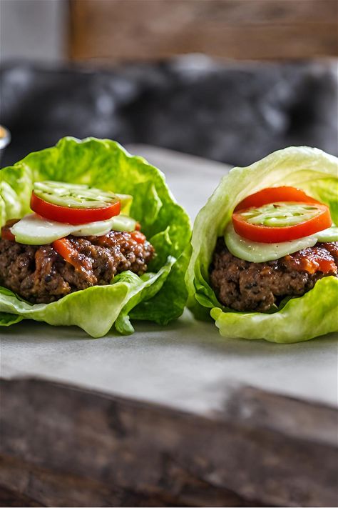 Hamburger Lettuce Wrap Betr Recipes, Classic Burger, Bread Buns, Lettuce Wrap, Romaine Lettuce Salad, Grilled Burgers, Bread Bun, Lettuce Leaves, Health Recipes