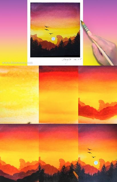 Anime Digital Painting, Landscape Step By Step, Landscape Steps, Sunset Watercolor, Digital Art Software, Watercolor Scenery, Step By Step Watercolor, Pastel Sunset, Digital Art Beginner