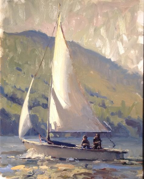 "Full Sails": James Richards James Richards, Navi A Vela, Urbane Kunst, Sailboat Painting, Cat Air, Boat Art, Boat Painting, Lukisan Cat Air, Sailboats