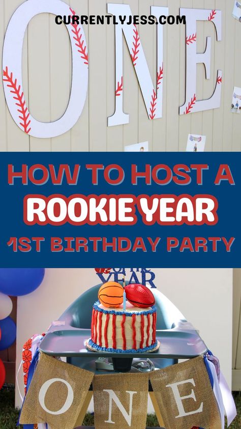 Score big with your little one's first birthday party! Check out our 'Rookie of the Year' theme for fun sports decor, yummy snacks, and awesome game ideas. Plus, get all the links to recreate the magic. Let's make that first birthday unforgettable! #FirstBirthday #PartyIdeas #RookieOfTheYear #SportsParty Rookie Of The Year Party, Baseball Theme Birthday Party, Baseball Theme Birthday, Baseball First Birthday, Candy Themed Party, Food Games, First Birthday Games, Themed First Birthday, Birthday Themes For Boys