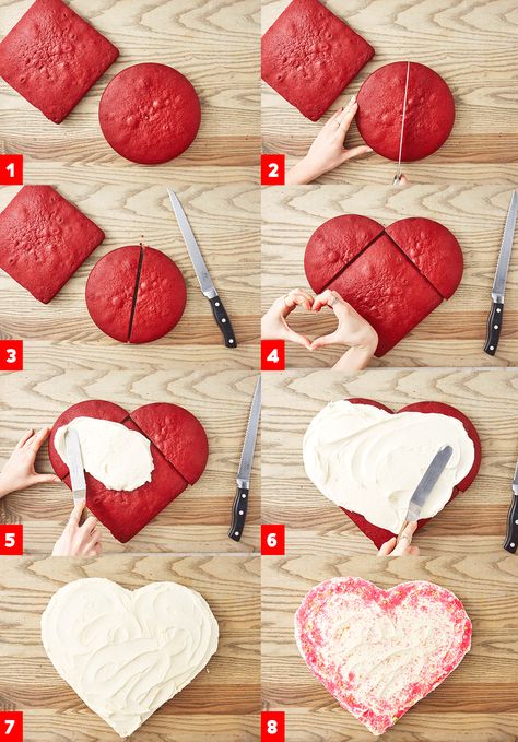 Heart Shaped Cake Recipe, Valentijnsdag Diy, Valentines Baking, Valentine Desserts, Heart Shaped Cakes, Valentines Day Cakes, Valentines Day Desserts, Valentines Day Food, Valentine Cake