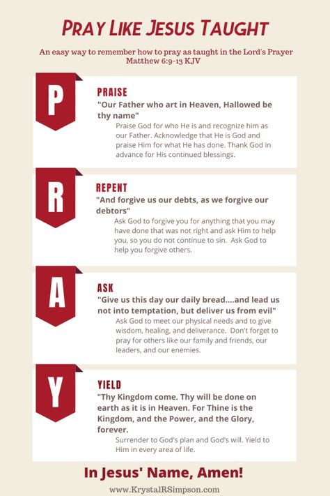 PRay acronym. Pray Like Jesus Taught Prayer Space Ideas, Prayer Closet Ideas Spaces, Bible Marriage, Study List, Preschool Materials, Acts Prayer, Ways To Pray, Prayer Ideas, Bible Doctrine