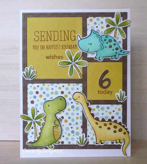 A Scrapjourney Dinosaur Stamps, Dinosaur Cards, Mft Cards, Birthday Cards For Boys, Bday Cards, Boy Cards, Kids Birthday Cards, Birthday Cards Diy, Handmade Birthday Cards