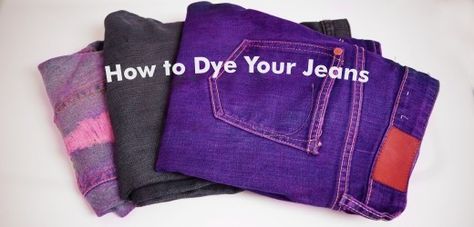 Do it yourself: Dye your jeans a new color with one of these techniques. with Dylon dye How To Dye Jeans, Jeans Drawing, Diy Dye, Dye Denim, Dye Techniques, Dye Jeans, Tie Dye Jeans, Faded Jeans, Jeans Diy