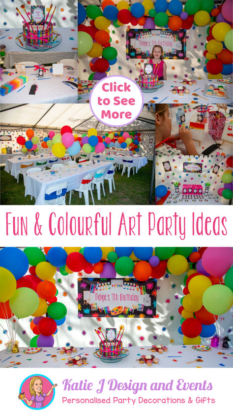 Art Birthday Party Ideas Activities, Crayons Cake, Art Party Ideas, Birthday Art Party, Art Party Supplies, Clay Canvas, Art Party Decorations, Colourful Canvas, Art Party Favors