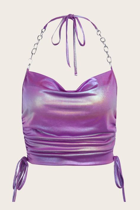 Leather Bralette, Spagetti Strap, Halter Vest, Mode Ootd, Purple Top, Halter Crop Top, Cute Tshirts, Strap Tops, Stage Outfits