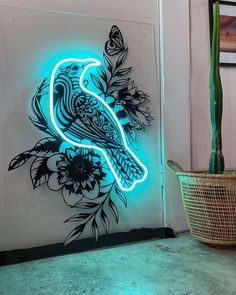 Neon Flex Design, Tattoo Studio Interior, Neon Light Art, Neon Sign Art, Neon Wall Art, Neon Flex, Neon Lamp, Neon Decor, Neon Sign Bedroom