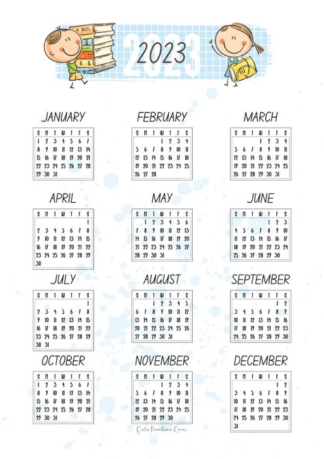 2022 2023 Cute Calendar For Kids - Free Printable! - Cute Freebies For You Mini Calendars 2023 Free Printable, 2023 Cute Calendar, Calendar 2023 Cute, Printable School Planner, Calender 2022, Mini Desk Calendar, Daily Planner Printables Free, Calendar For Kids, Printable School