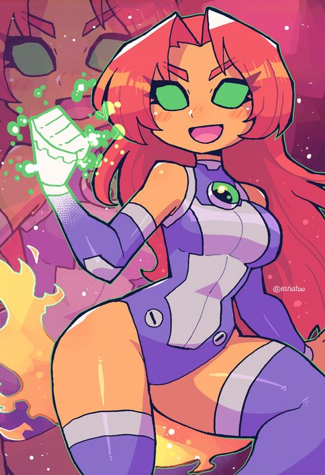 Teen Titans Starfire, Starfire And Raven, Teen Titans Fanart, Piskel Art, 얼굴 드로잉, Dc Comics Artwork, Teen Titans Go, Dessin Adorable, Cartoon Character Design