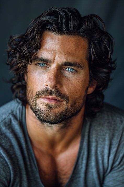 Historical Character Inspiration, Tall Male Models, Latin Men Handsome, Dark Hair Blue Eyes Guy, Midjourneyart Man, Tall Dark And Handsome Men, Rugged Handsome Men, Portraits Men, Dark Hair Blue Eyes