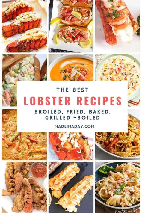 Skip the expensive steak and lobster houses and try one of these lobster dinner ideas at home! Great for holiday meals, date night, or any time of the week! lobster recipes ideas, lobster pasta recipe, lobster roll, how to cook a lobster tail Simple Seafood Boil, Recipes With Seafood, Lobster Dinner Ideas, Dinner Ideas At Home, Lobster Pasta Recipe, Simple Food Recipes, Expensive Steak, Steak And Lobster, Lobster Pasta