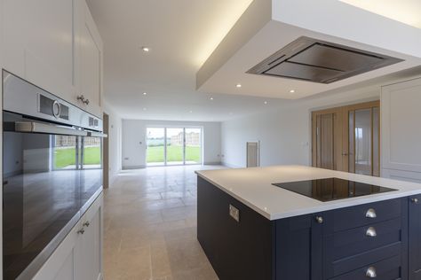 Ceiling Over Kitchen Island, Kitchen Island Extractor, Suspended Ceiling, Kitchen Extension, New Builds, Modern Kitchen Design, Modern Kitchen, Kitchen Island, Kitchen Design