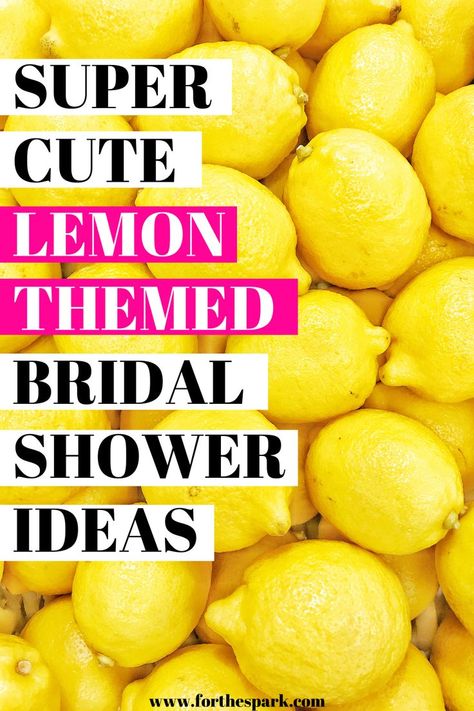 lemon themed bridal shower Lemon Themed Bridal Shower Ideas, Themed Bridal Shower Ideas, Lemon Themed Wedding, Bridal Shower Checklist, Bridal Shower Gift Bags, Lemon Themed Party, Bridal Shower Questions, Bridal Shower Cupcakes Toppers, Lemon Themed Bridal Shower