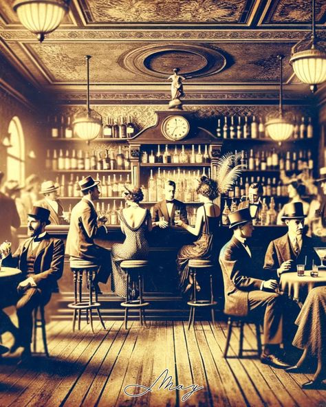 🍸✨ Step back into the roaring 1920s with a throwback to the speakeasy bars! Hidden behind unmarked doors, these secret spots were the heart of nightlife during Prohibition. Let's toast to history and the timeless charm of classic cocktails! #ThrowbackThursday #MAYAiCEO Albert Einstein, Speakeasy Illustration, 1920s Speakeasy Bar, Speakeasy Secret Entrance, Speakeasy At Home, Prohibition Aesthetic, Old Western Bar, Roaring Twenties Aesthetic, 1920s Restaurant