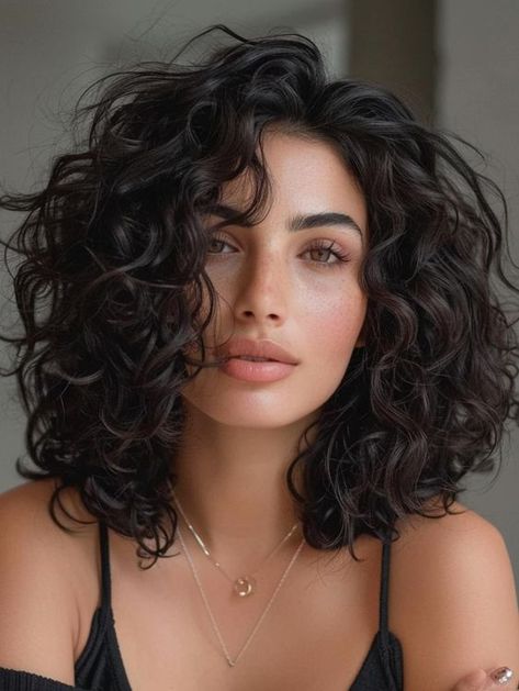 Inverted Long Curly Bob, Med Short Curly Haircuts, Curly Layered Lob Haircut, Collarbone Length Curly Haircut, Lob Haircut Thick Curly Hair, Permed Hairstyles Short Fine Hair, Medium To Short Curly Haircuts, Spiral Perm Shoulder Length Hair, Medium Length Spiral Perm