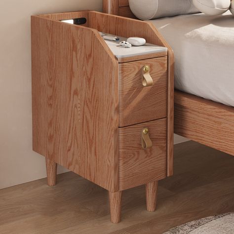 This cherry nightstand is a stylish and functional addition to your bedroom. Crafted from high-quality materials, offers a narrow design that fits perfectly in compact spaces while providing ample storage for your bedside essentials.【Sintered Stone Top】Adding a touch of elegance to its design. This stone top not only enhances the nightstand's aesthetics but also provides a sturdy and easy-to-clean surface for placing your belongings.【Sensor LED Light】Equipped with a sensor LED light, this nights Unusual Bedside Tables, Side Bed Table, Cherry Nightstand, Meja Nakas, Narrow Bedside, Narrow Bedside Table, Narrow Nightstand, Bedside Essentials, Bedside Storage