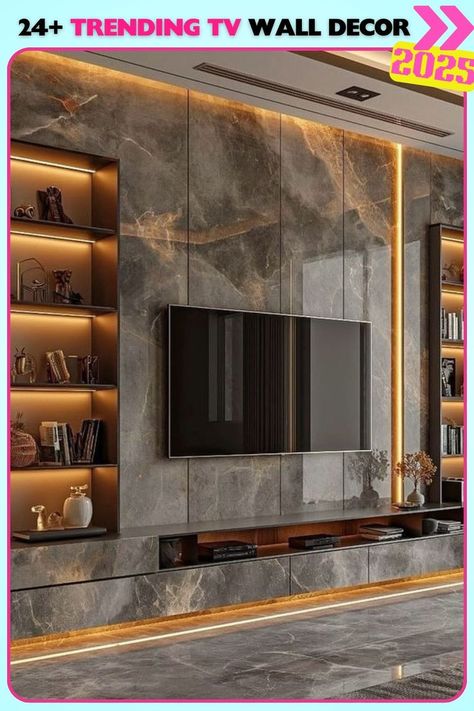 Sleek marble backdrop TV wall design with wooden accents. The luxurious marble paired with warm wooden tones creates a sophisticated yet welcoming space, ideal for living rooms looking for an upscale feel. Tv Wall Decoration, Living Room Designs India, Luxury Tv Wall, Luxury Living Room Inspiration, Tv Wall Decor Ideas, Small Modern Living Room, Parisian Home Decor, Tv Unit Interior Design, World Map Decor