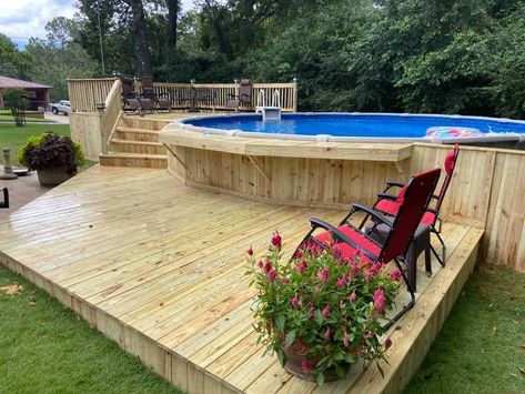 Above-Ground Pool Deck Ideas – Above Ground Pool Builder Pool With Deck, Decks Around Pools, Oval Pool, Pool Deck Plans, Pool Ideas On A Budget, Best Above Ground Pool, Swimming Pool Decks, Outdoor Pool Area, Pools Backyard Inground