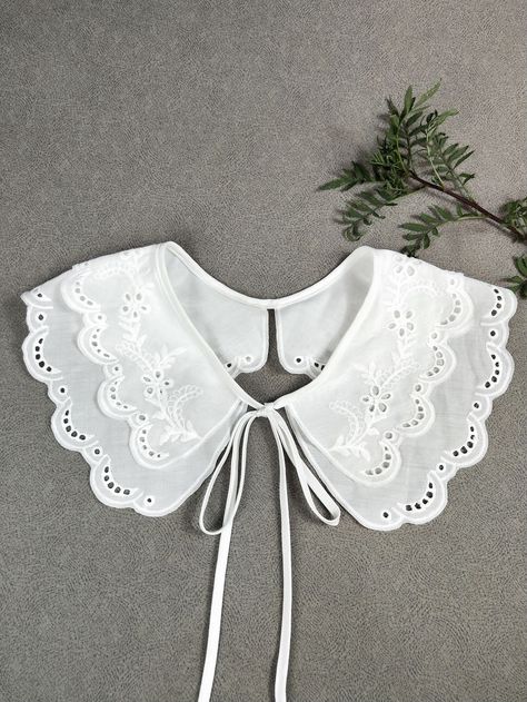 White  Collar  Fabric  Dickey Collars on Shoulder Embellished   Women Accessories Collar With Embroidery, Dickey Collar, Collar Outfits, Fancy Collar, Collar Sewing, Embroidery Collar, Collar Accessory, Sewing Collars, Beaded Collar Necklace