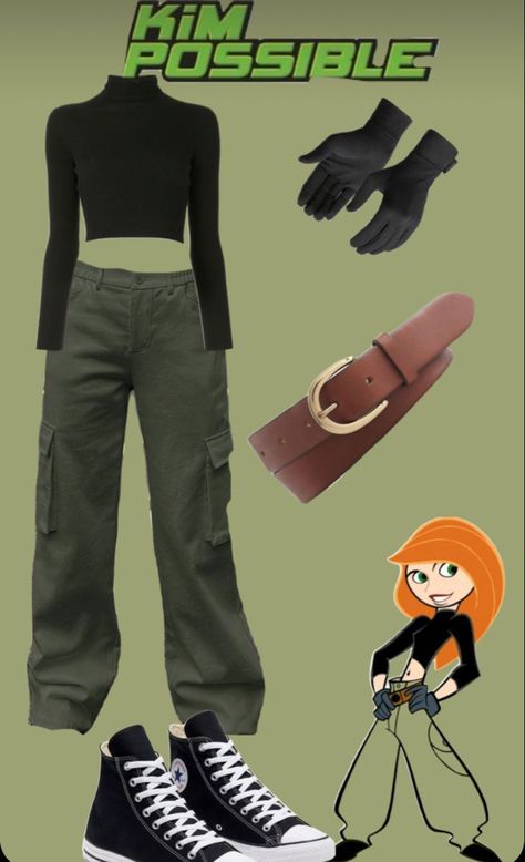 Nickelodeon Inspired Outfits, Fantasia Kim Possible, Childhood Heroes Costume, Characters To Dress Up As For School, Easy Carnival Costume, Diy Superhero Costume For Women, Cartoon Network Cosplay, Cosplay Facil, Kim Possible Outfit