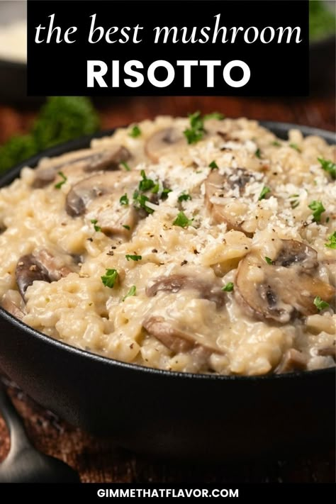 Rissoto Champignon, Creamy Mushroom Risotto, Risotto Recipes Easy, Risotto Dishes, Mushroom Risotto Recipes, Meatless Monday Recipes, Meat Free Recipes, Rice Side Dishes, Vegetarian Entrees