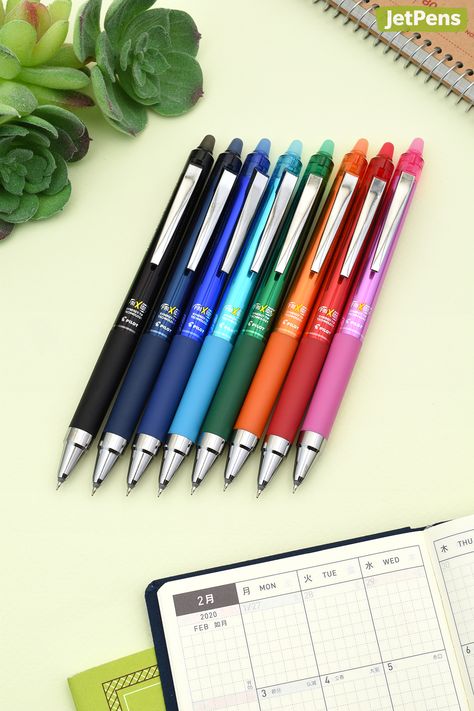 Erasable Pilot FriXion Point Knock Gel Pens pair retractable pen bodies with precise pen tips. Amazon Sales, Creative School Project Ideas, Erasable Gel Pens, Cute Stationary School Supplies, Chalk Pencil, Frixion Pens, Pilot Pens, Pilot Frixion, Pen Collection