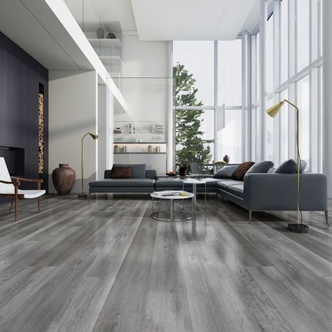 Contemporary Flooring Ideas, Gray Hardwood Floors, Grey Wooden Floor, Grey Laminate Flooring, Floor Vinyl, Elk Head, Raw Sienna, Grey Wood Floors, Farmhouse Flooring