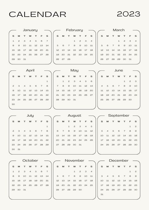 Simple Calendar, Study Planner Printable, Holiday Fonts, Planner Review, Minimalist Calendar, Note Writing Paper, Cute Calendar, Calendar 2023, 2023 Calendar