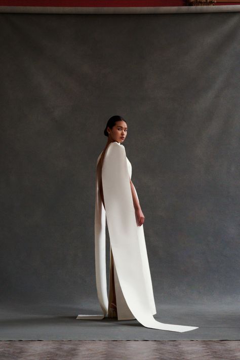 Minimal Wedding Dress, Minimal Dress, Contemporary Bridal, Cape Wedding Dress, Contemporary Bride, Emilia Wickstead, Minimal Wedding, Wedding Bridal Party, Bridal Party Dresses