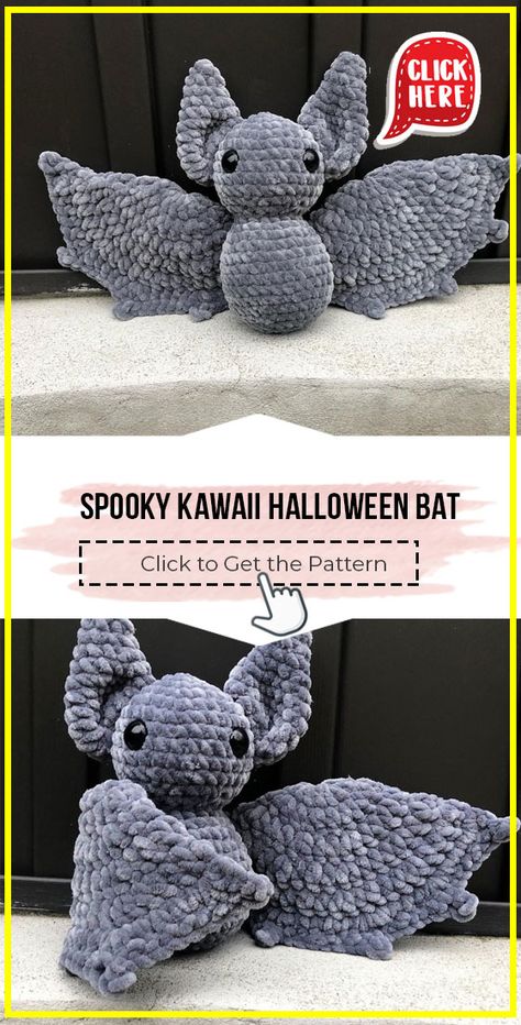 crochet Spooky Kawaii Halloween Bat easy pattern - Easy Crochet Halloween Pattern for Beginners. Click to Get the Pattern #Halloween #crochetpattern #crochet via @shareapattern.com Knitting Keychain, Knitted Gifts, Crochet Bat, Knitted Shorts, Knit Clothing, Knit Bag, Fall Crochet Patterns, Knitted Skirt, Halloween Crochet Patterns