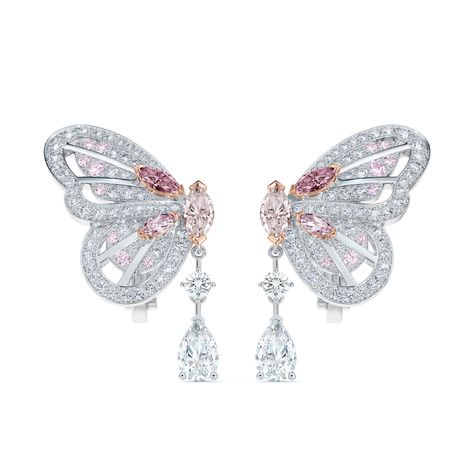 Butterfly Diamond Earrings, Diamond Butterfly Earrings, Extravagant Earrings, Iridescent Wings, Pink Diamond Earrings, Nature Butterfly, Pink Portrait, Graff Diamonds, Pink Emerald