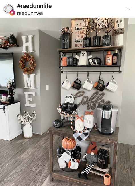 Farmhouse Coffee Table Decor Ideas, Halloween Coffee Bar, Farmhouse Coffee Table Decor, Coffee Table Decor Ideas, Farmhouse Coffee Table, Coffee Bars In Kitchen, Farmhouse Halloween, Amazing Finds, Table Decor Ideas