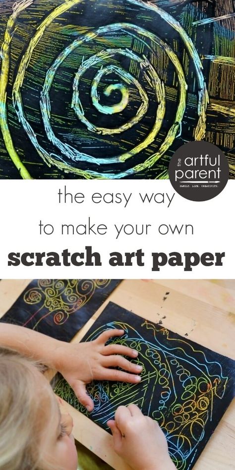 Diy Scratch Art, Scratch Paper Art, Scratch Art, Ecole Art, Homeschool Art, Art Activities For Kids, Toddler Art, Fun For Kids, Camping Art