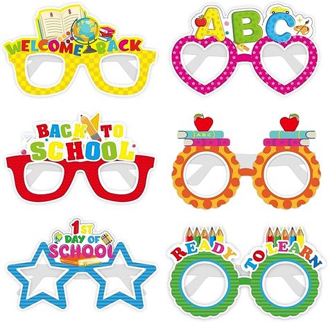 These are so cute! Great for parents and kindergarten or preschool teachers! School Glasses, Back To School Crafts For Kids, Kindergarten Art Crafts, 100 Días De Clases, Paper Glasses, First Day Of School Pictures, Games For Kids Classroom, Flower Crafts Kids, Preschool Teachers