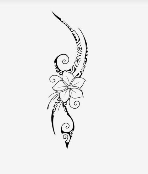 Flower Polynesian Tattoo, Flower Tattoos Hawaiian, Hawaiian Shoulder Tattoo For Women, Islander Tattoos For Women, Simple Hawaiian Tattoo, Tongan Tattoo Women, Tattoos For Resilience, Polynesian Tattoo Designs For Women, Island Tattoos For Women