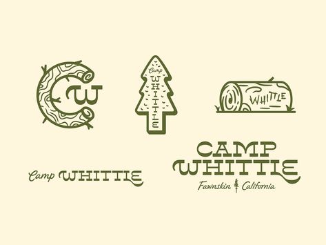 Camp Whittle, Unused Logo System by Cameron Maher on Dribbble Camping Graphic Design, Camping Logo Design, Camp Tshirt Designs, Gd Logo, Cabin Logo, Camping Logo, Logo System, Camping Stickers, Inspo Wall