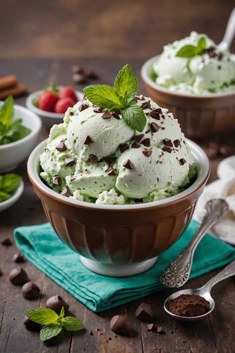 A photo of a  Mint Chocolate Chip Cottage Cheese Ice Cream which is a type of cottage cheese ice cream Cottage Cheese Mint Chocolate Chip Ice Cream, Cottage Cheese Mint Ice Cream, Keto Cottage Cheese Ice Cream Recipes, Ninja Creami Recipes With Cottage Cheese, Cottage Cheese Desserts Healthy, Healthy Mint Chocolate Chip Ice Cream, Cottage Cheese Ice Cream Healthy, Cottage Cheese Ice Cream Recipe, Cottage Cheese Dessert