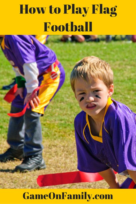 Get outside and play a safer version of football! Learn how to play flag football at www.gameonfamily.com. Great, active game. Game on! Flag Football Party, Diy Football Party, Flag Football Plays, Youth Flag Football, Football Coaches, Football Diy, Football Drills, Youth Football, Team Mom