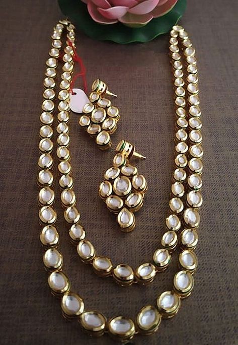 Alloy Based Layered Necklace in White Allured with Kundan Available with a Matching pair of Earrings It is Enclosed with an Adjustable Cord Kundan Jewellery Set Necklaces, White Kundan Jewellery, Kundan Jewellery Set Simple, Hindu Jewelry, Wedding Jewellery Designs, Golden Sparkle, Wedding Jewelry Sets Bridal Jewellery, Indian Wedding Jewelry Sets, Bride Jewelry Set