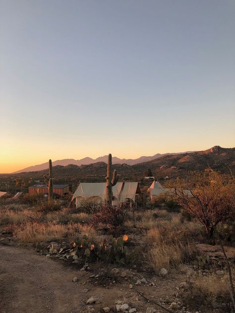 America’s oldest dude ranch is playing host to a set of safari-style tents, making access to desert sunrises all the easier. Winter Glamping, Arizona Ranch, Dude Ranch Vacations, Winter Deserts, Desert Beauty, Arizona Adventure, Desert Sunrise, Desert Dream, Desert Life