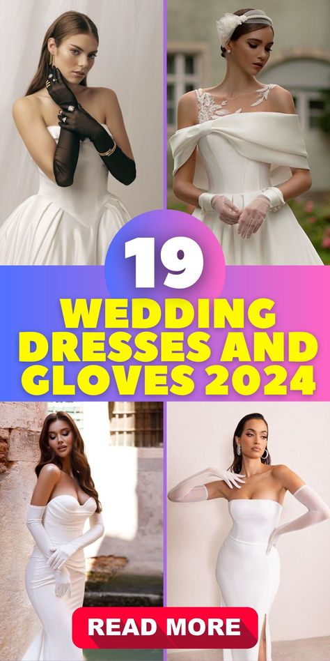 Wedding dresses and gloves 2024 bring forth an array of elegant bridal styles. Brides can choose from long, flowing gowns in satin and tulle, adorned with vintage lace and pearls. The collection's gloves, whether short or long, feature exquisite crochet and embroidered patterns, perfectly matching the dresses' aesthetic and offering brides a sophisticated, timeless look Bridal Dresses With Gloves, Gloves And Wedding Dress, Wedding Dress With Fingerless Gloves, Wedding Dress With Black Gloves, Bridal Gown With Gloves, Off Shoulder Wedding Dress With Gloves, Bride Gloves Long, Brides With Gloves, Gloves With Wedding Dress